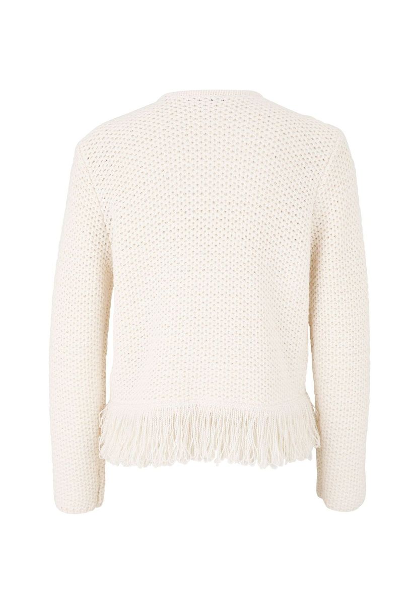 Strukturierte Strickjacke mit Fransenbesatz