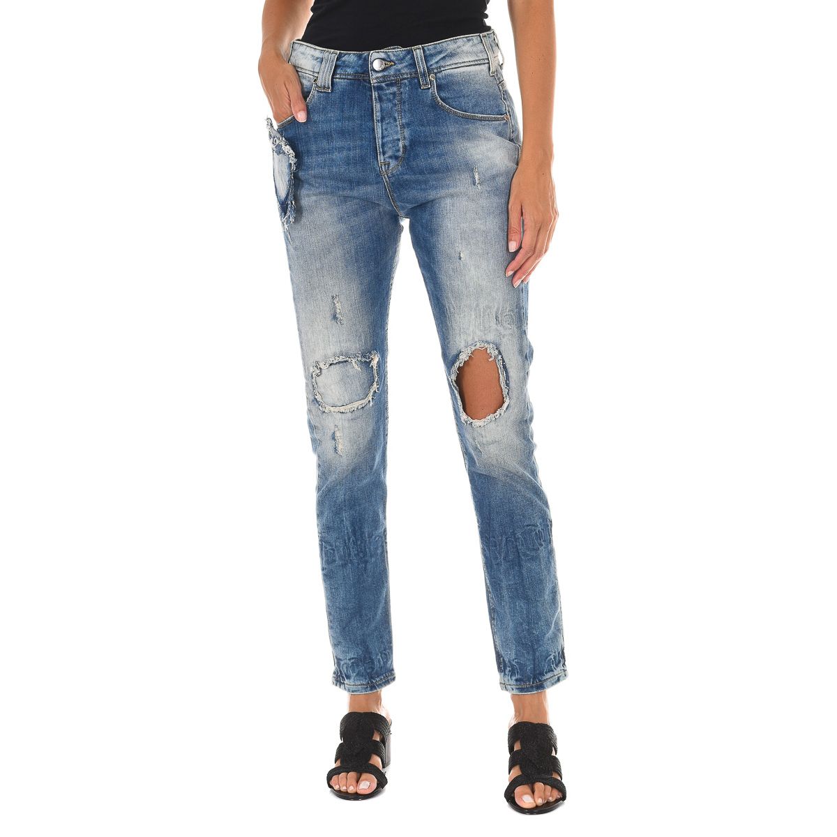 Geradlinige Denim-Jeans im Distressed-Look