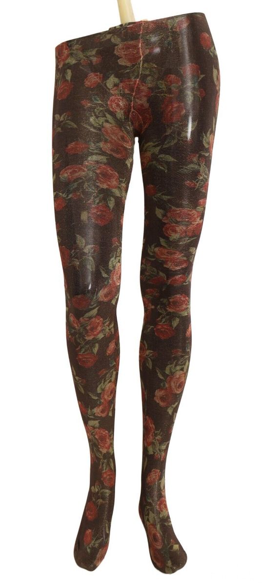 Elegante Micro-Mesh-Strumpfhose mit Rosenmuster