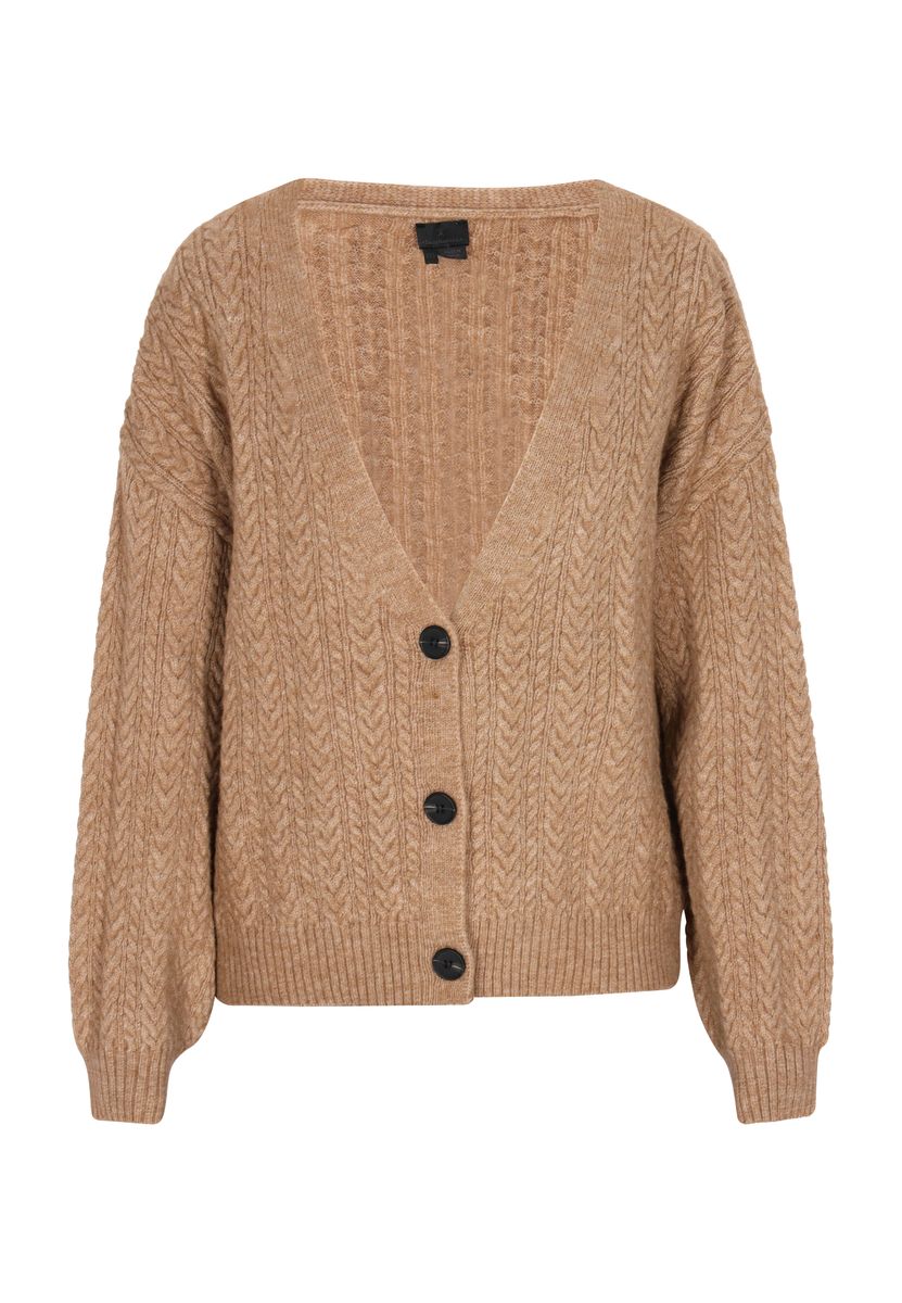 Grobstrick-Cardigan mit V-Ausschnitt