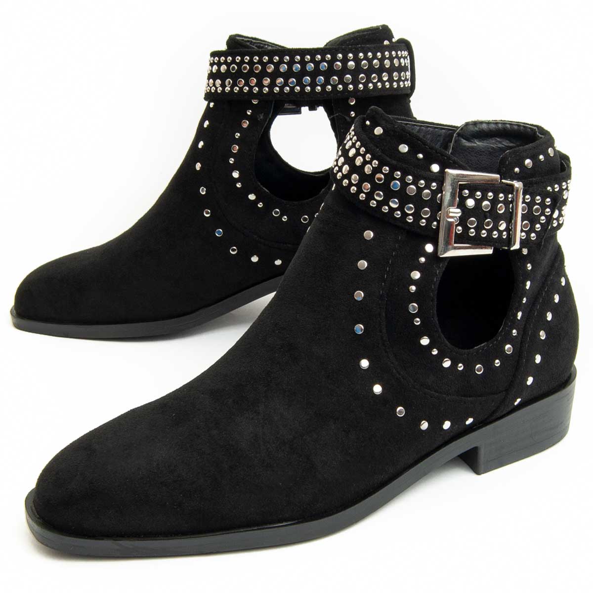 Western-Stiefeletten mit Nieten und Ausschnitten