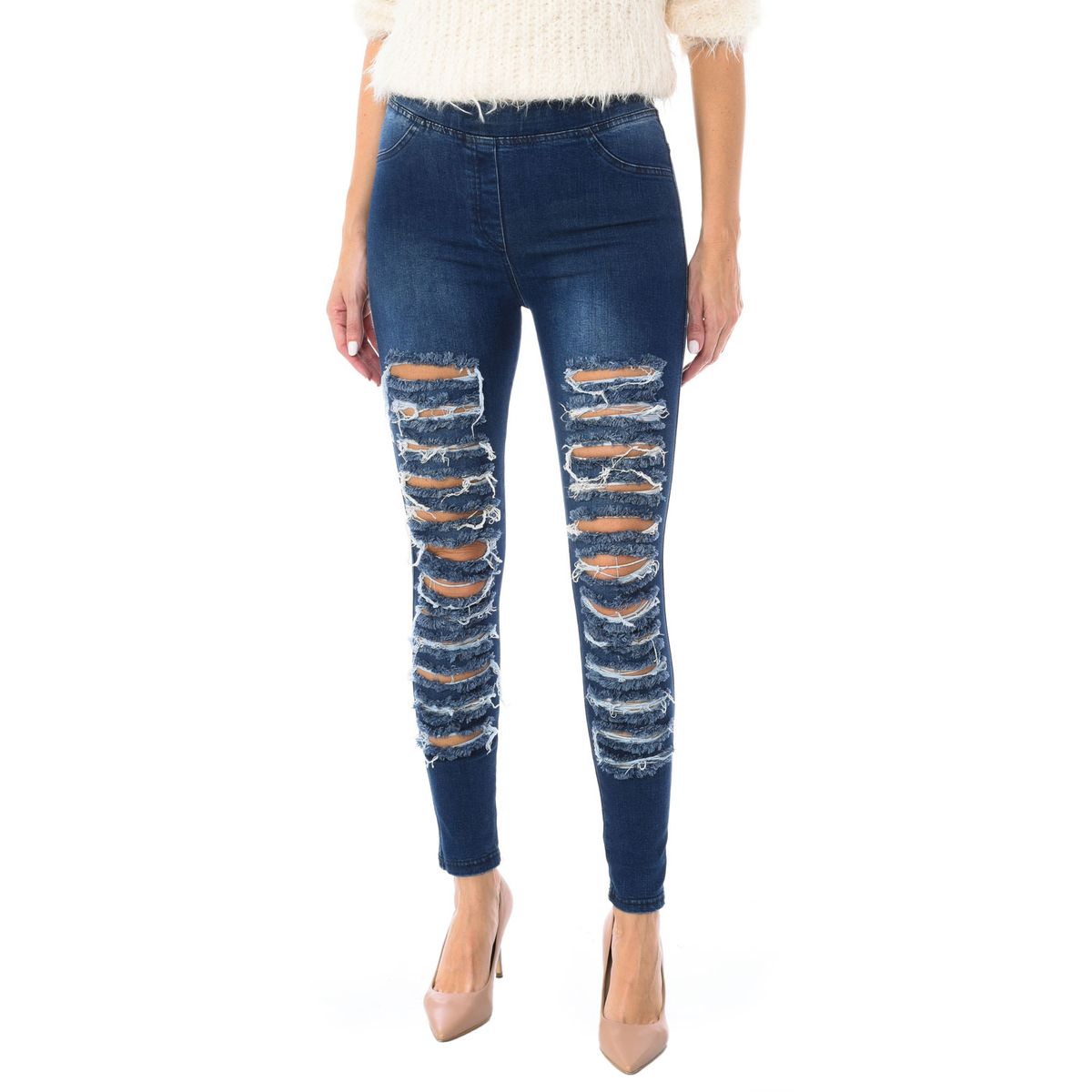 Stark zerstörte High-Waist-Jeggings