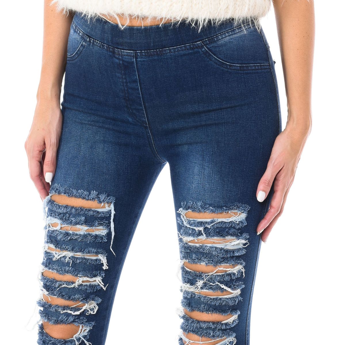 Stark zerstörte High-Waist-Jeggings