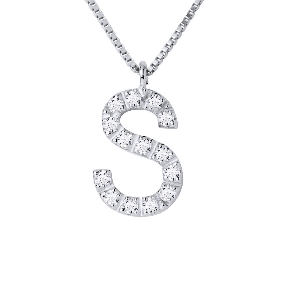 Halskette mit Diamant-Buchstaben-Anhänger S