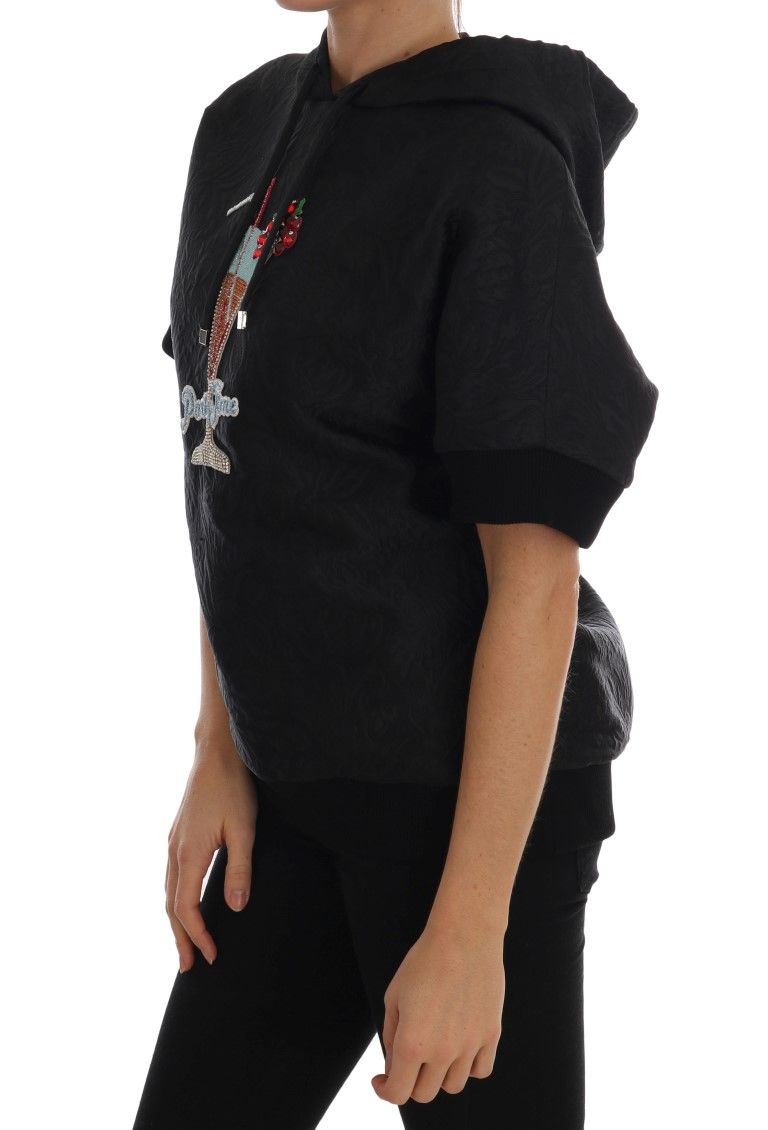 Kristallverzierter Hoodie mit Brokatmuster