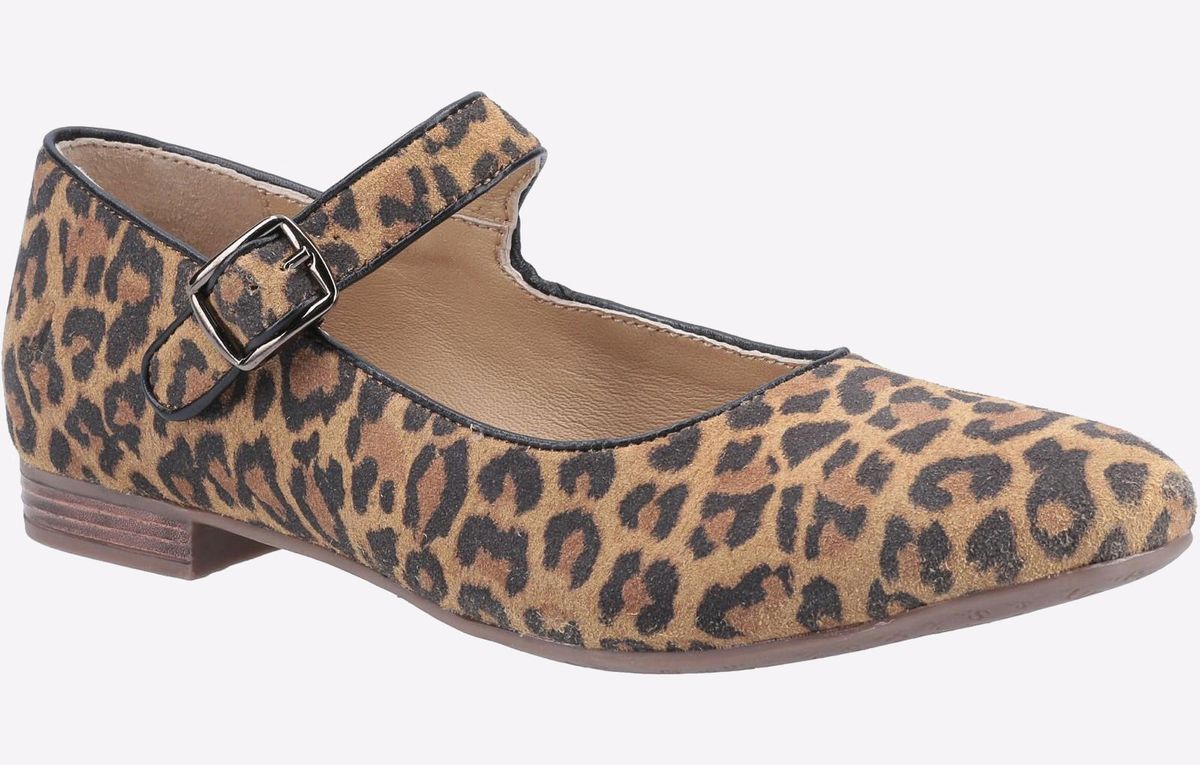 Suede-Mary-Janes mit Leopardenmuster
