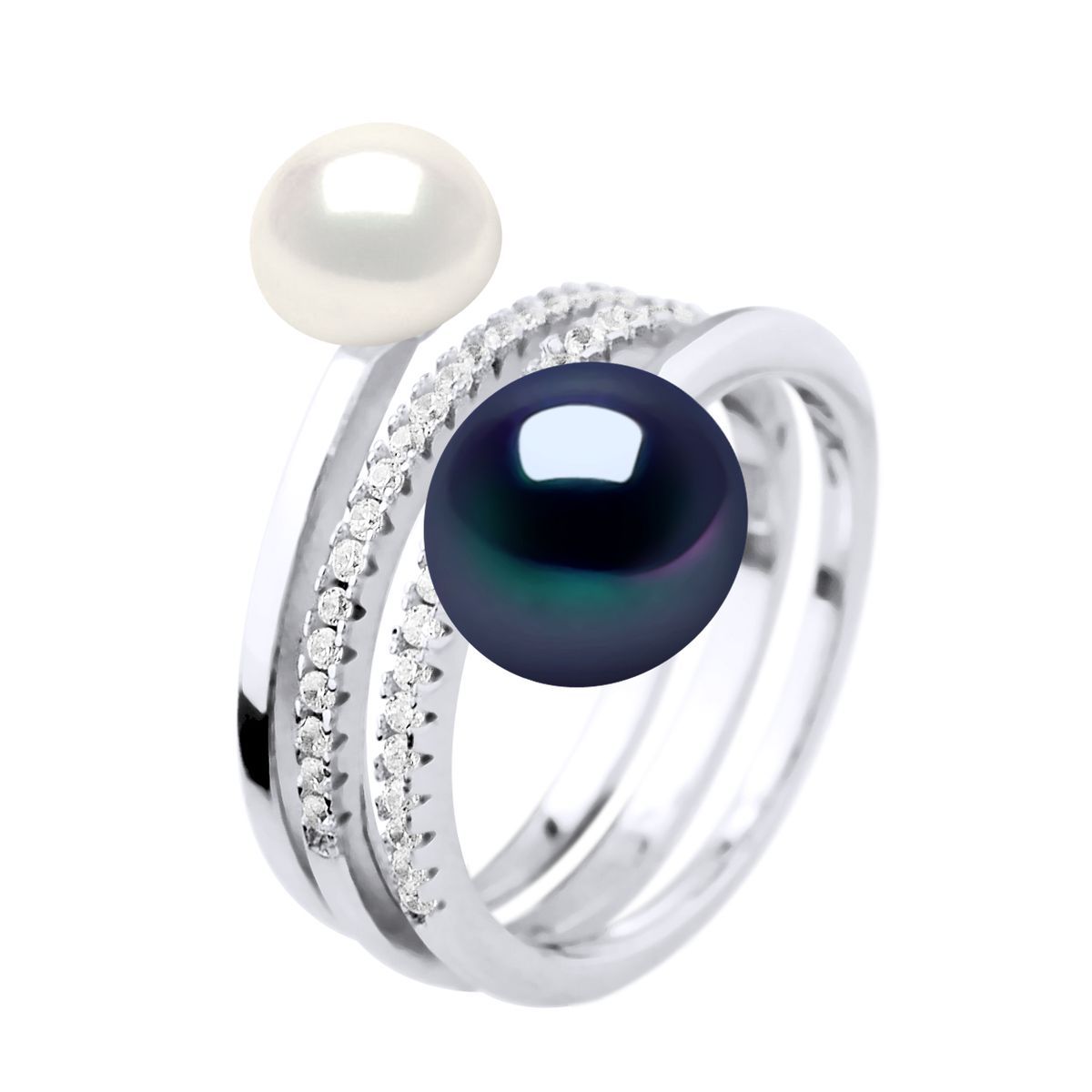 Duo-Ring mit Perlen und Zirkonia