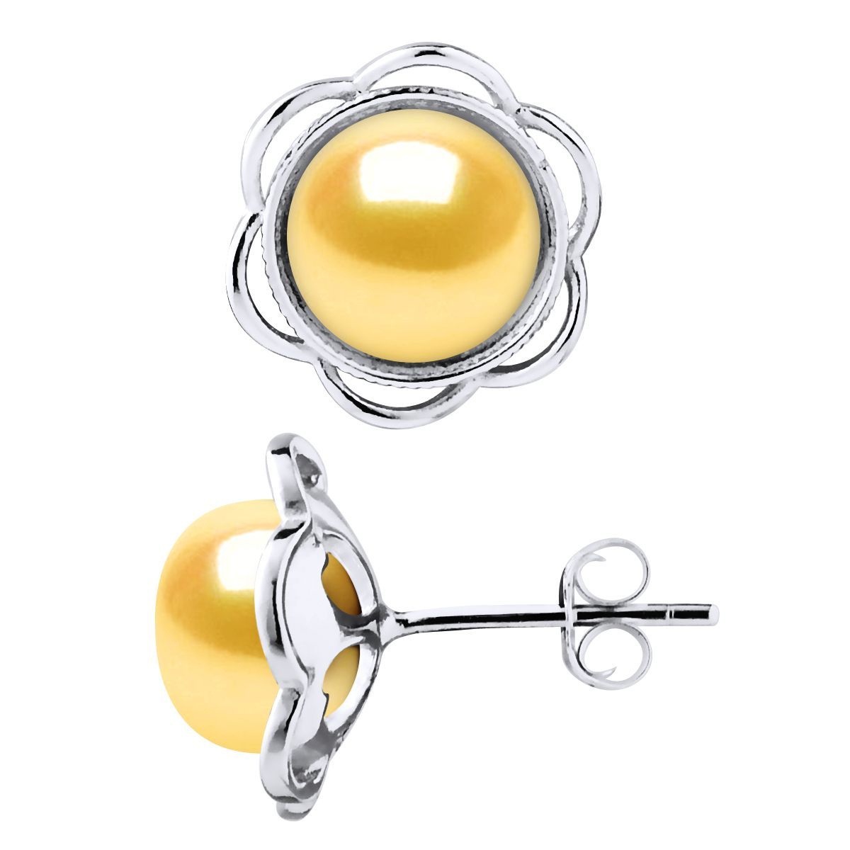 Blumenförmige goldene Perlenohrstecker