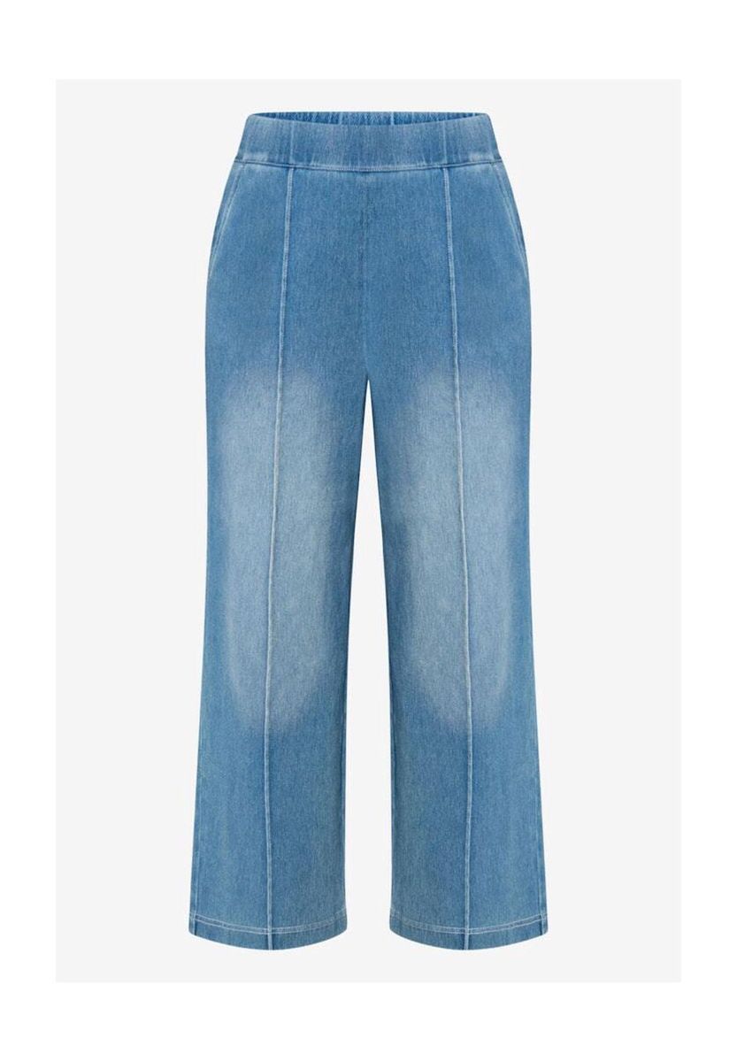 Hochgeschnittene Wide-Leg Denim Hose
