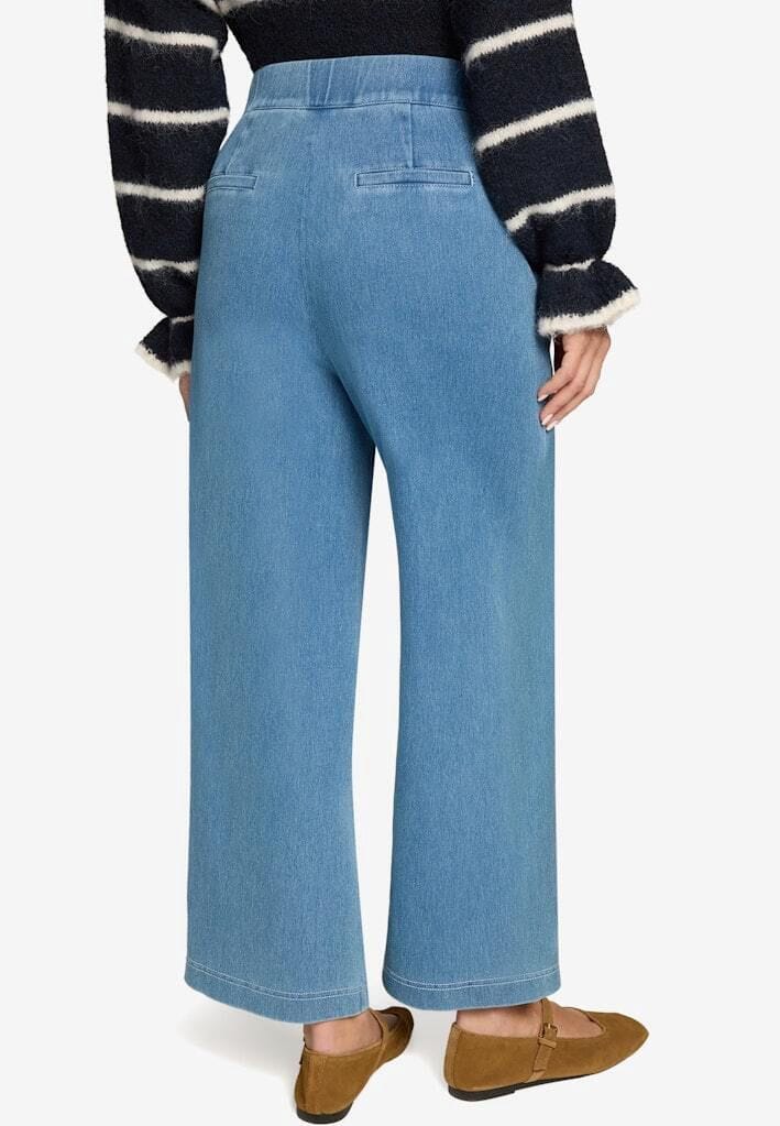 Hochgeschnittene Wide-Leg Denim Hose