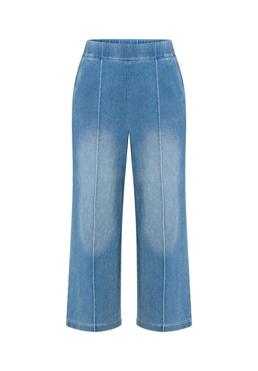 Hochgeschnittene Wide-Leg Denim Hose