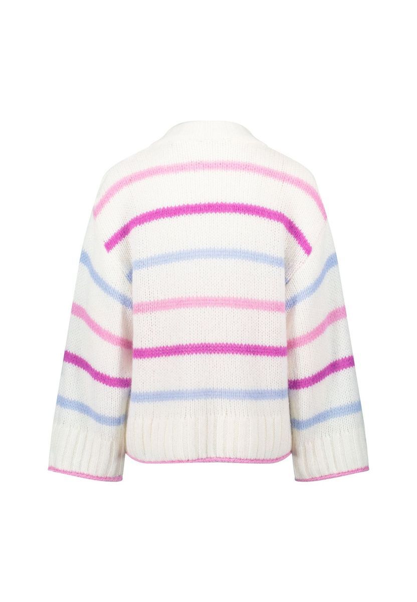 Gestreifter Grobstrickpullover mit Rundhals