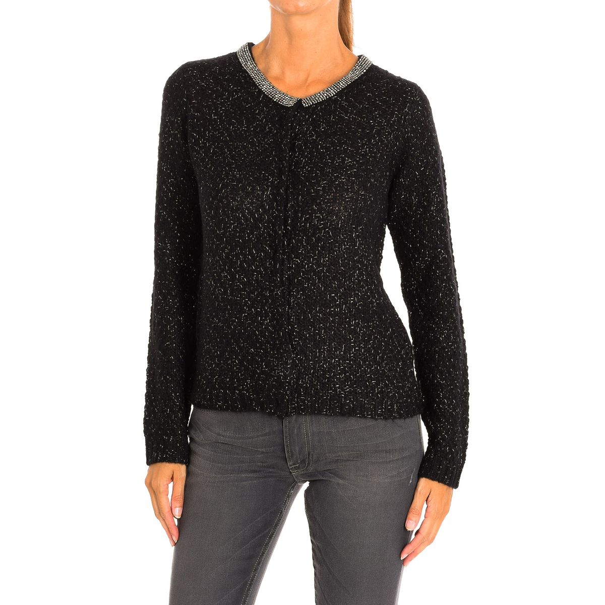 Strickcardigan mit verziertem Kragen