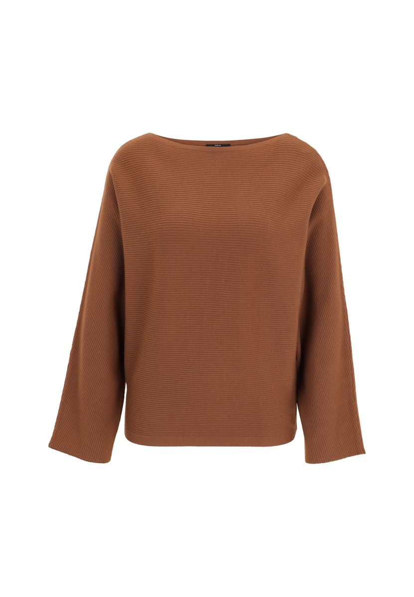 Eleganter Rippstrickpullover mit U-Boot-Ausschnitt