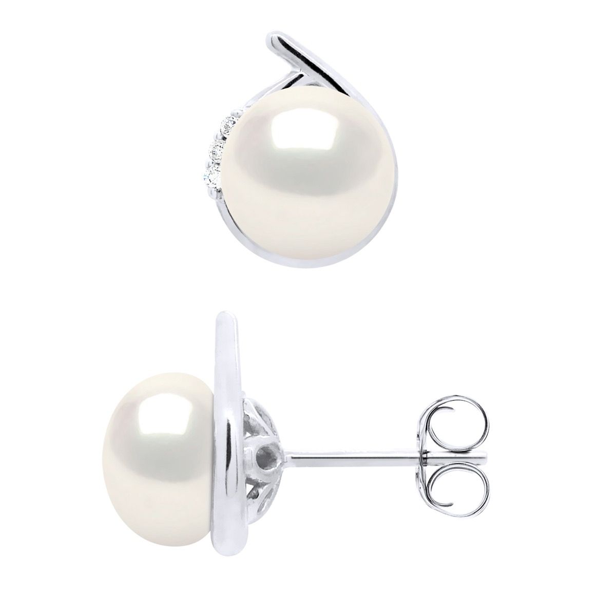 Elegante Diamant- und Perlenohrstecker