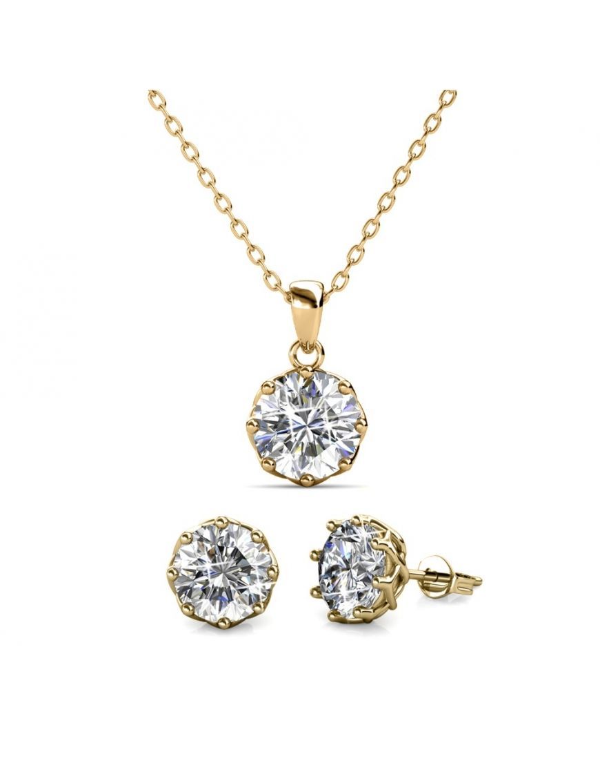Elegantes Schmuckset mit Kristall-Solitär
