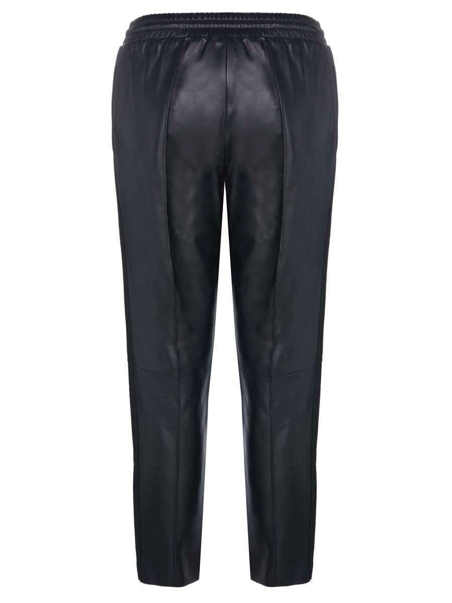 Schmal zulaufende Lederhose mit Kordelzug