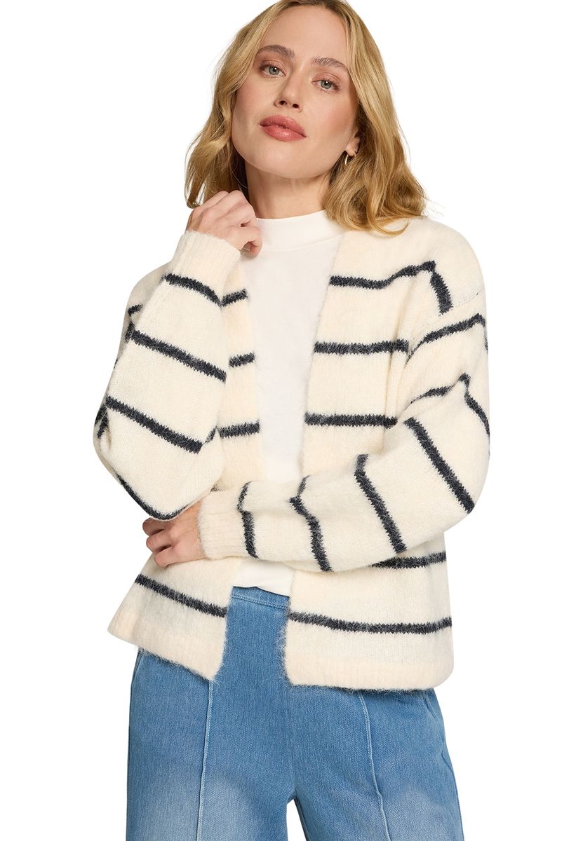 Gestreifte Strickjacke mit offener Front