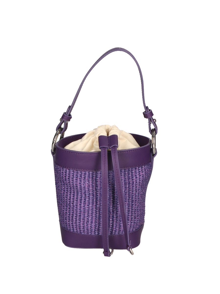 Eimertasche aus Leder und Stroh