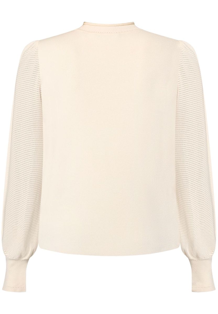 Strickpullover mit Stehkragen und Puffärmeln