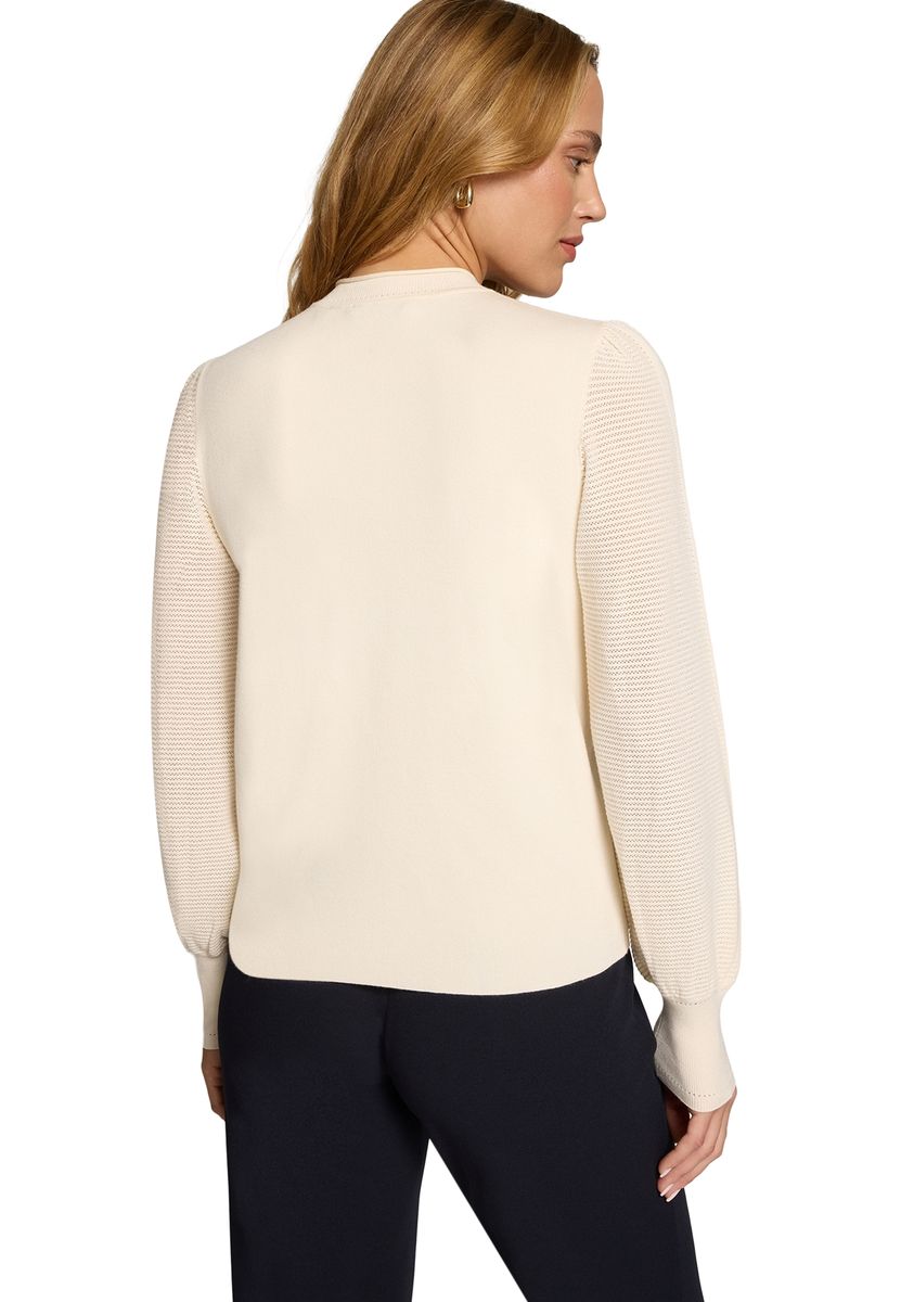 Strickpullover mit Stehkragen und Puffärmeln