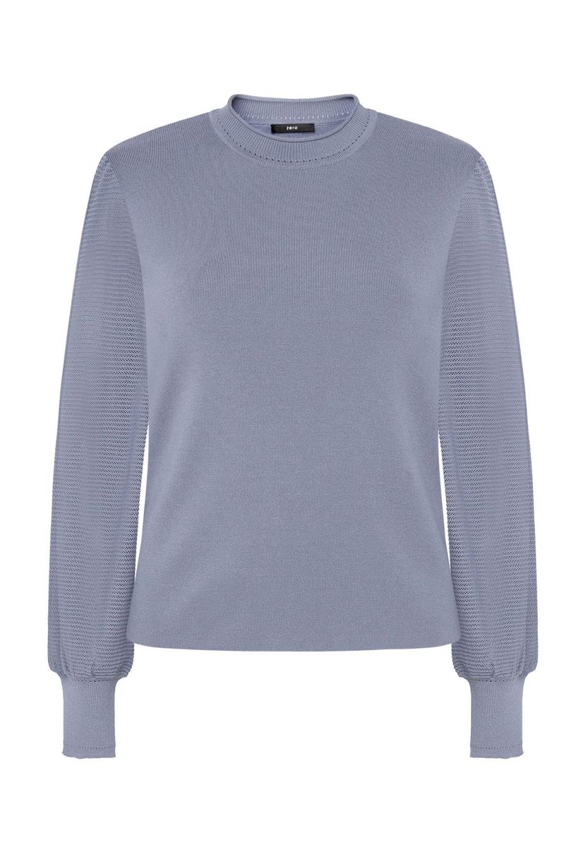 Feinstrickpullover mit Stehkragen und Ballonärmeln