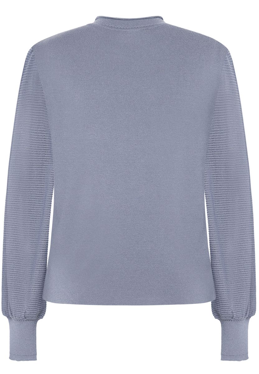 Feinstrickpullover mit Stehkragen und Ballonärmeln