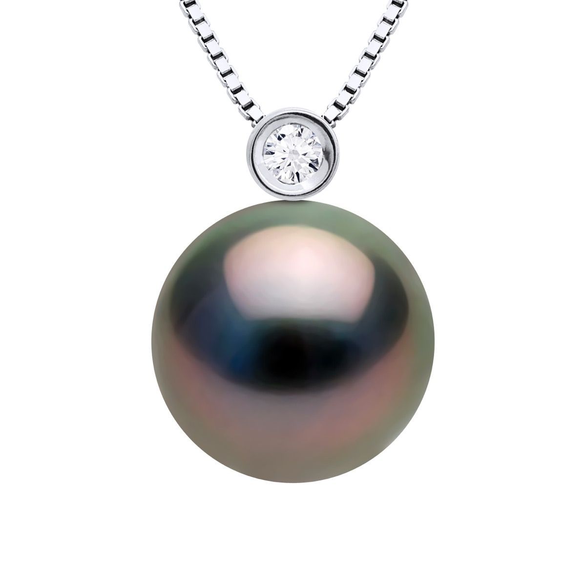 Tahiti-Perlenhalskette mit Diamant