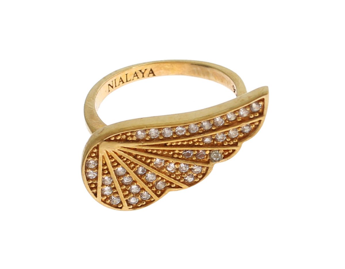Statement-Ring mit kristallebesetztem Flügel