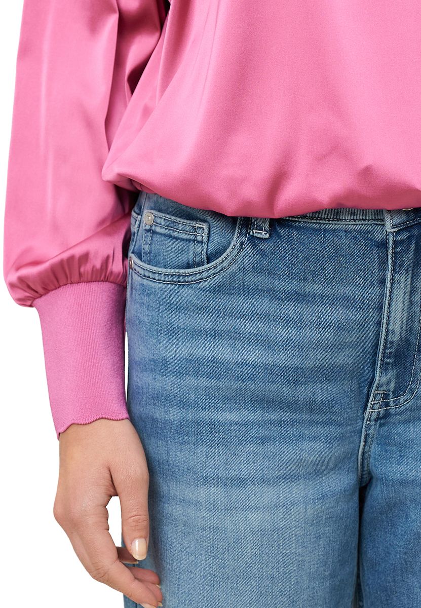 Satin-Raglan mit Strickbündchen