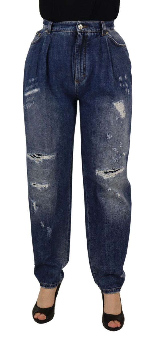 Distressed High-Waist Mom-Jeans