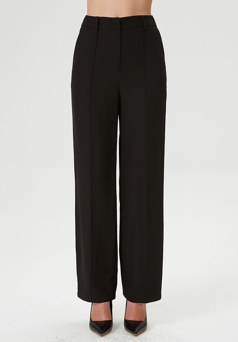 Schneiderhose mit hohem Bund und geradem Bein