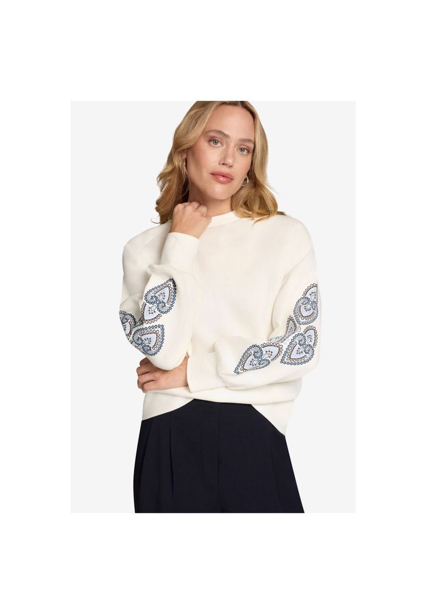 Sweatshirt mit Stickerei an Ärmeln