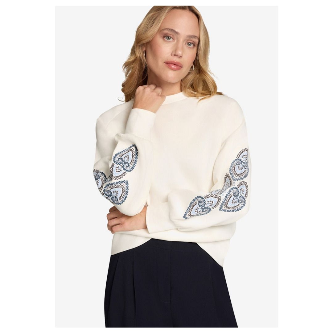 Sweatshirt mit Stickerei an Ärmeln