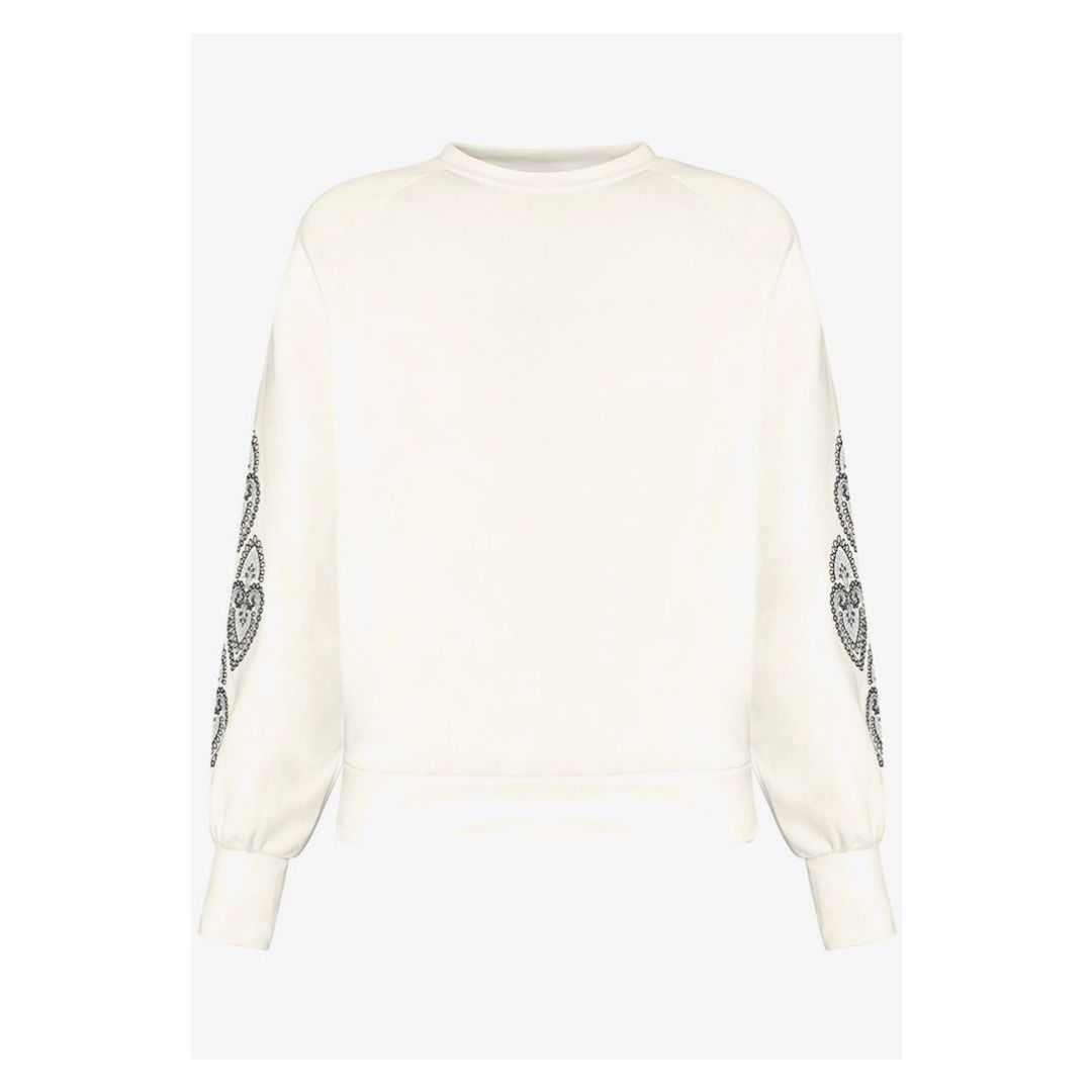 Sweatshirt mit Stickerei an Ärmeln