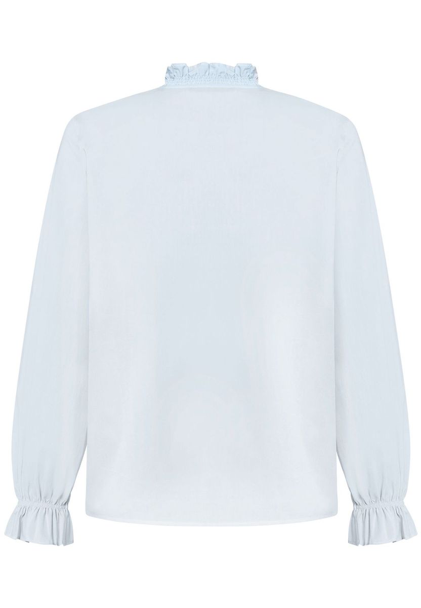 Rüschenbluse mit V-Ausschnitt und Manschetten