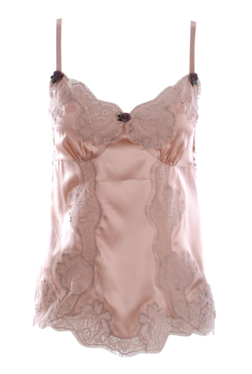 Seiden-Camisole mit Spitzenbesatz