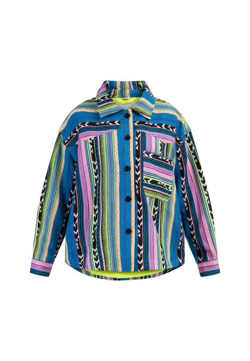 Bunte Oversize-Hemdjacke mit Ethno-Muster