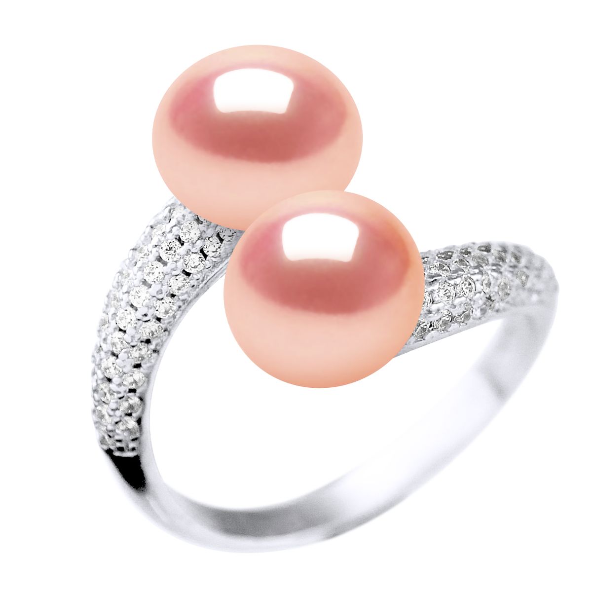 Eleganter Bypass-Ring mit zwei Perlen