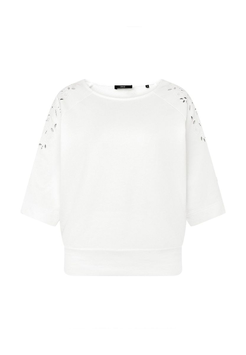 Sweatshirt mit U-Boot-Ausschnitt und Lochstickerei