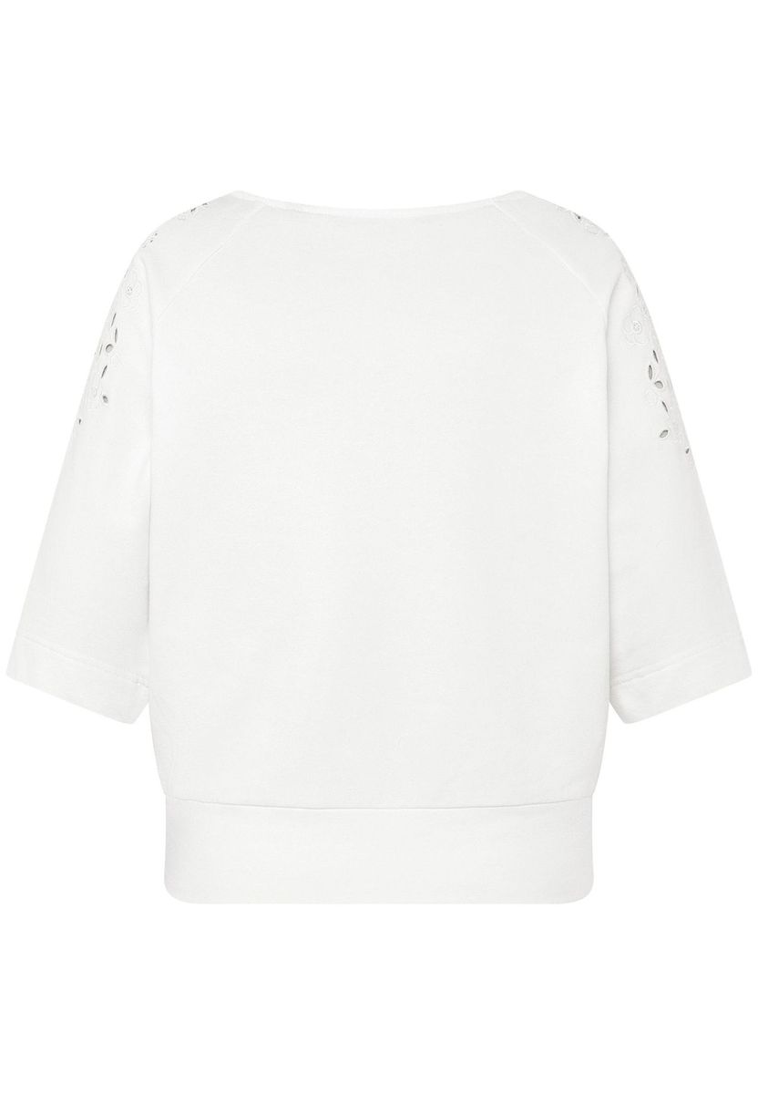 Sweatshirt mit U-Boot-Ausschnitt und Lochstickerei