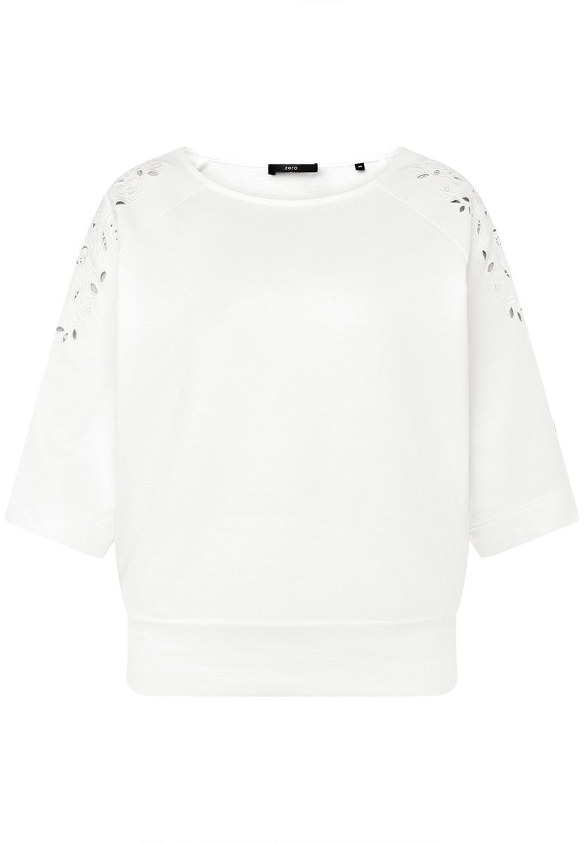 Sweatshirt mit U-Boot-Ausschnitt und Lochstickerei
