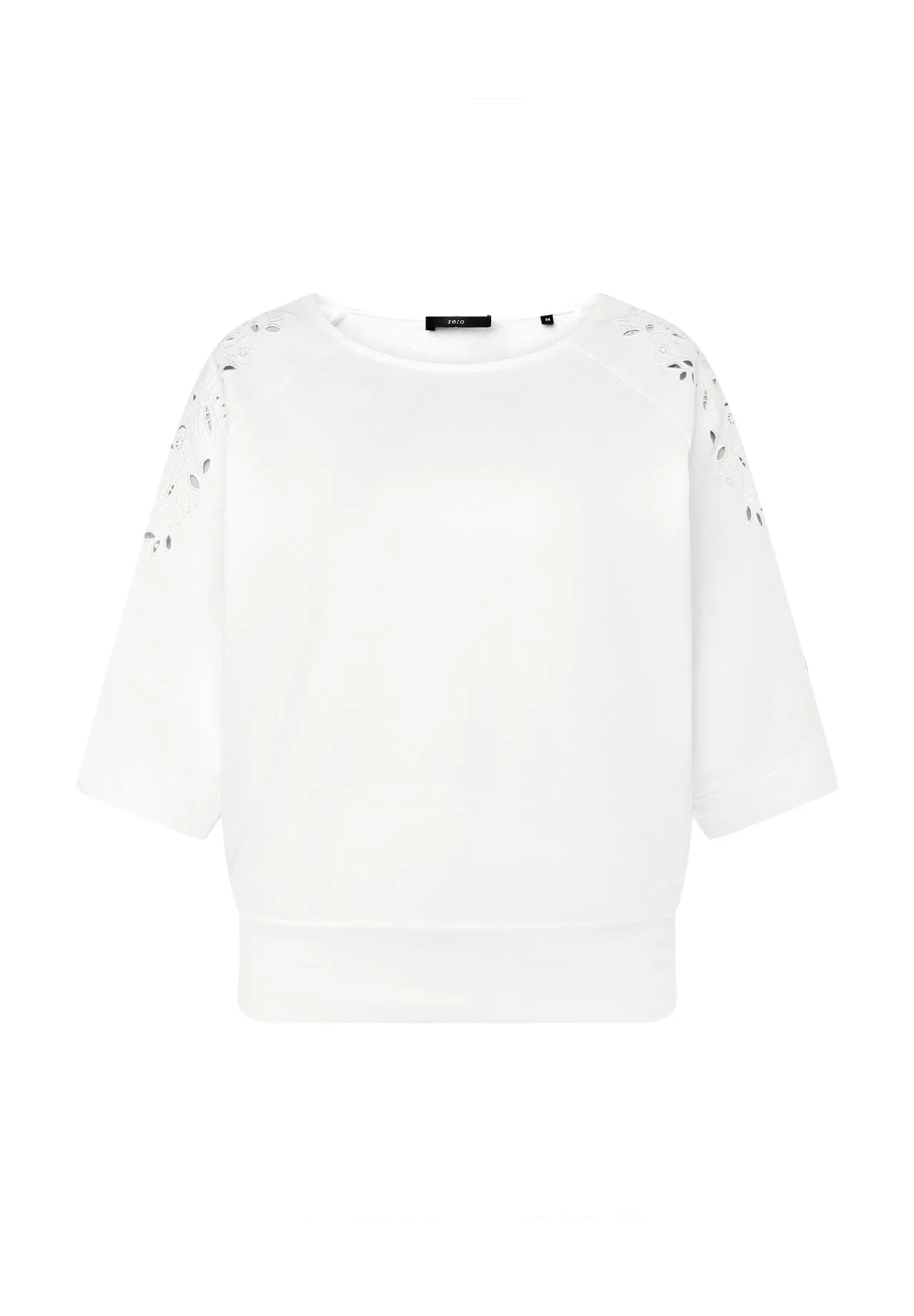 Sweatshirt mit U-Boot-Ausschnitt und Lochstickerei
