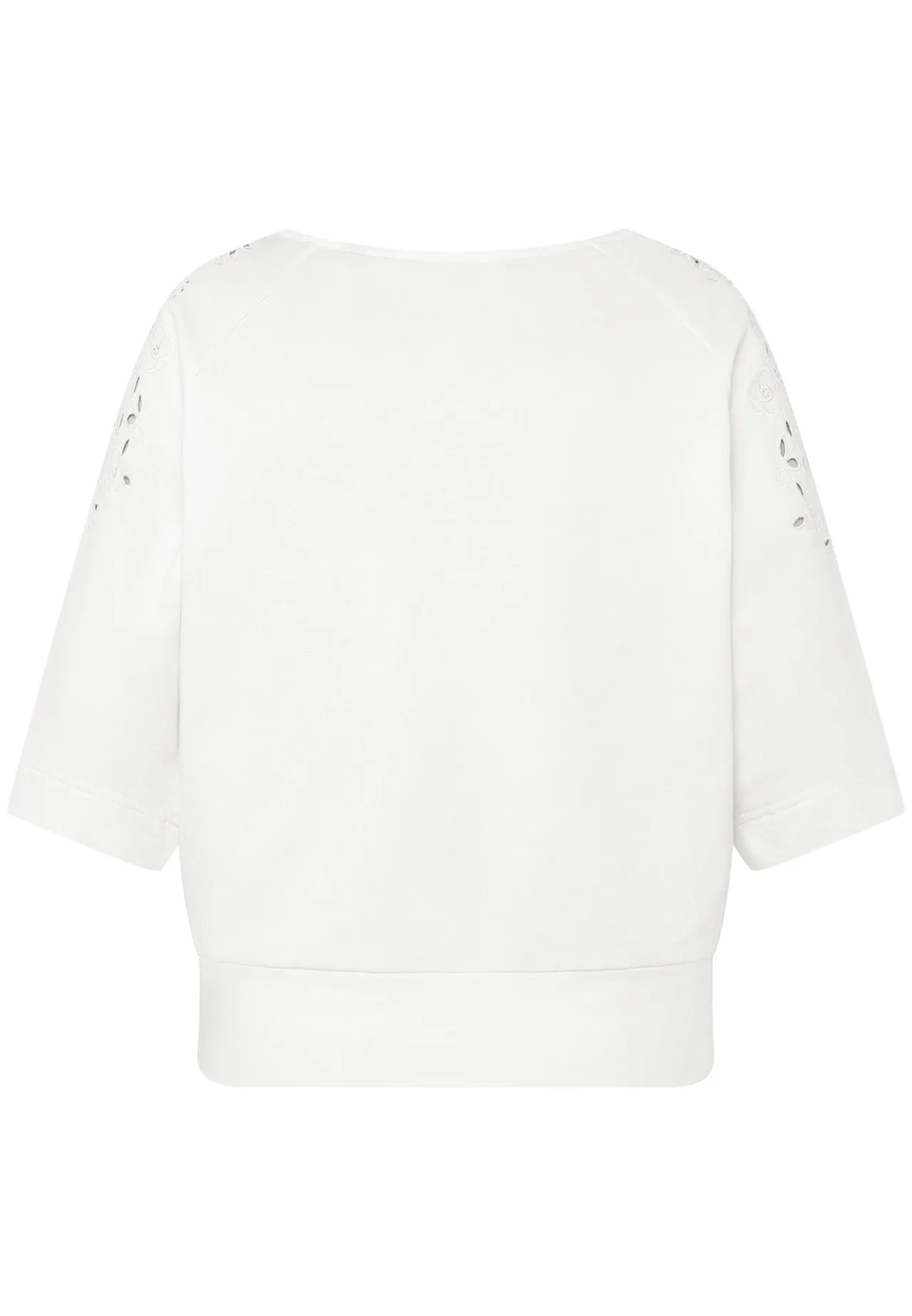 Sweatshirt mit U-Boot-Ausschnitt und Lochstickerei