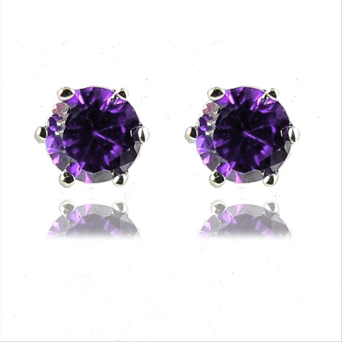 Amethyst-Zirkonia Rundschliff Ohrstecker