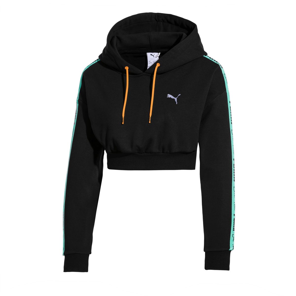 Kurzer Kapuzenpullover mit Lotus-Grafik