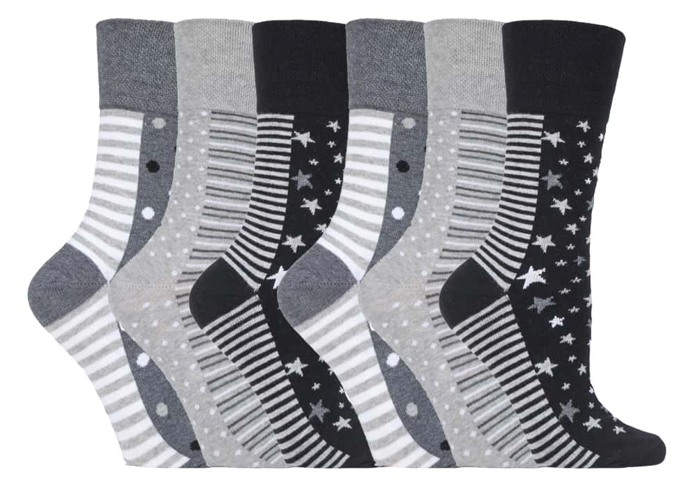 Gemusterte Komfortsocken ohne Gummibund