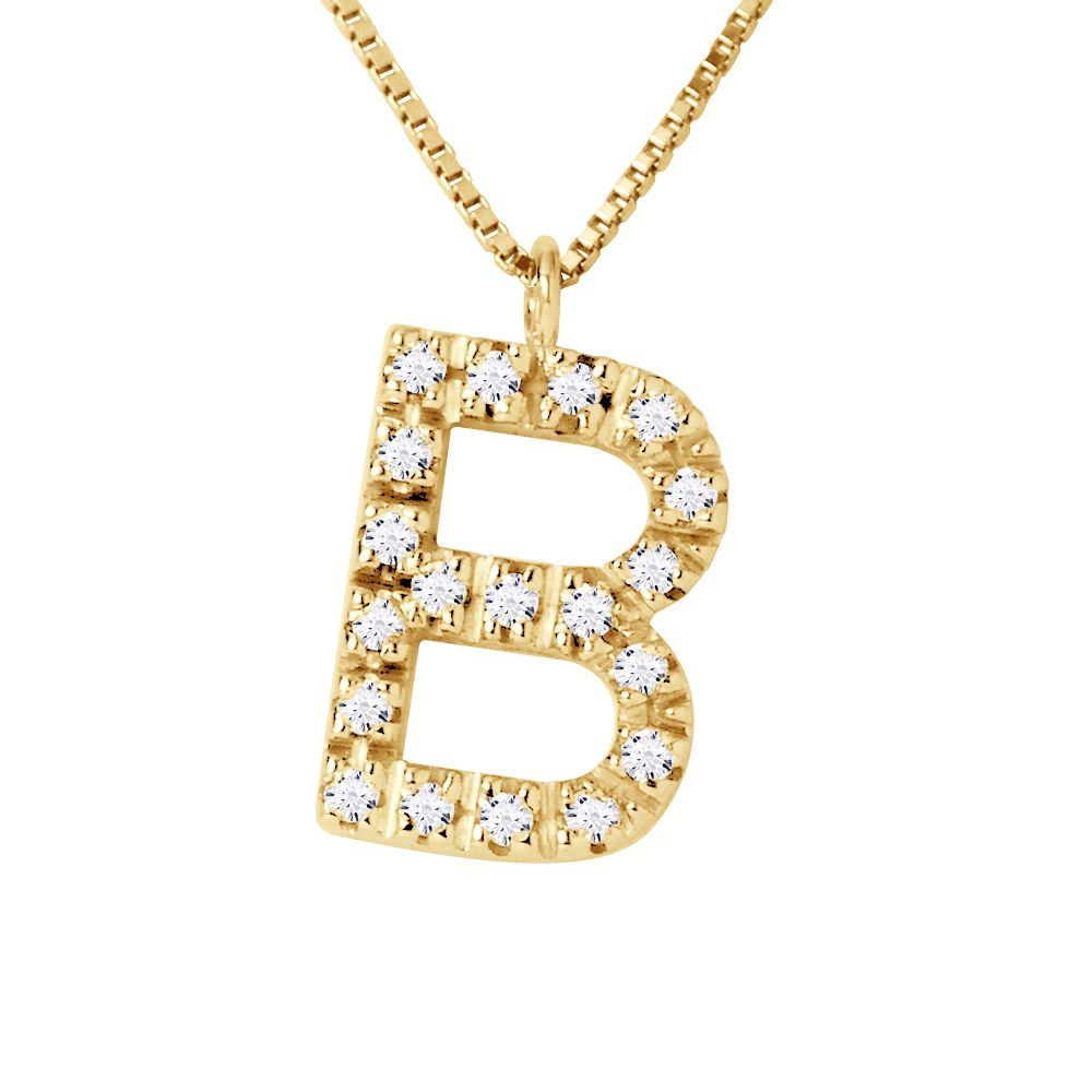Diamant-Halskette mit Initial-Anhänger B