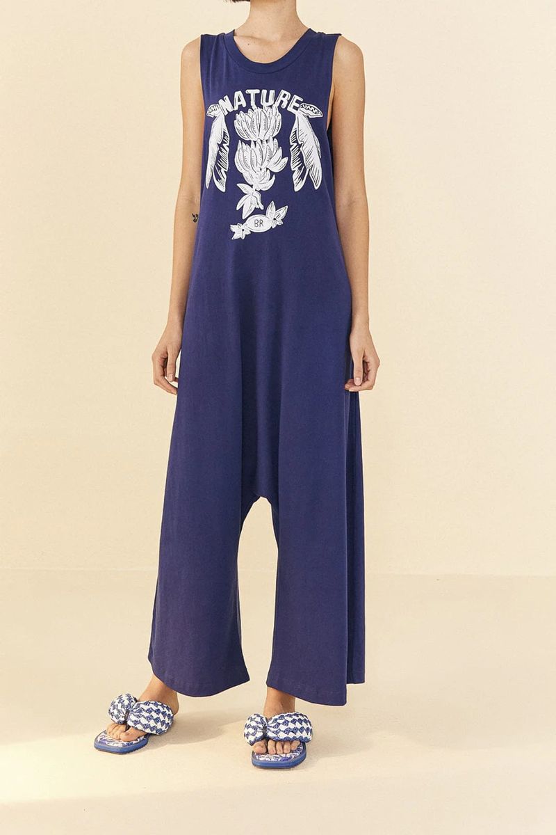 Jumpsuit mit Natur-Grafikprint
