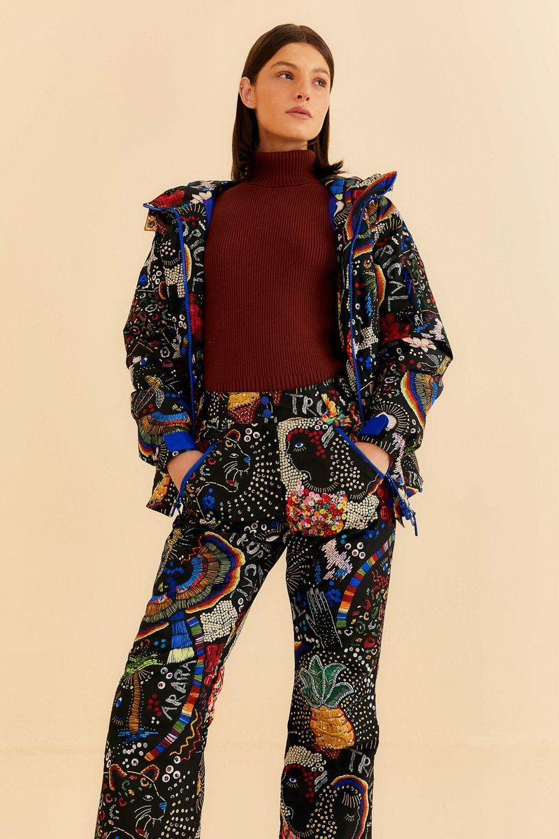 Bunte Skihose mit geradem Bein